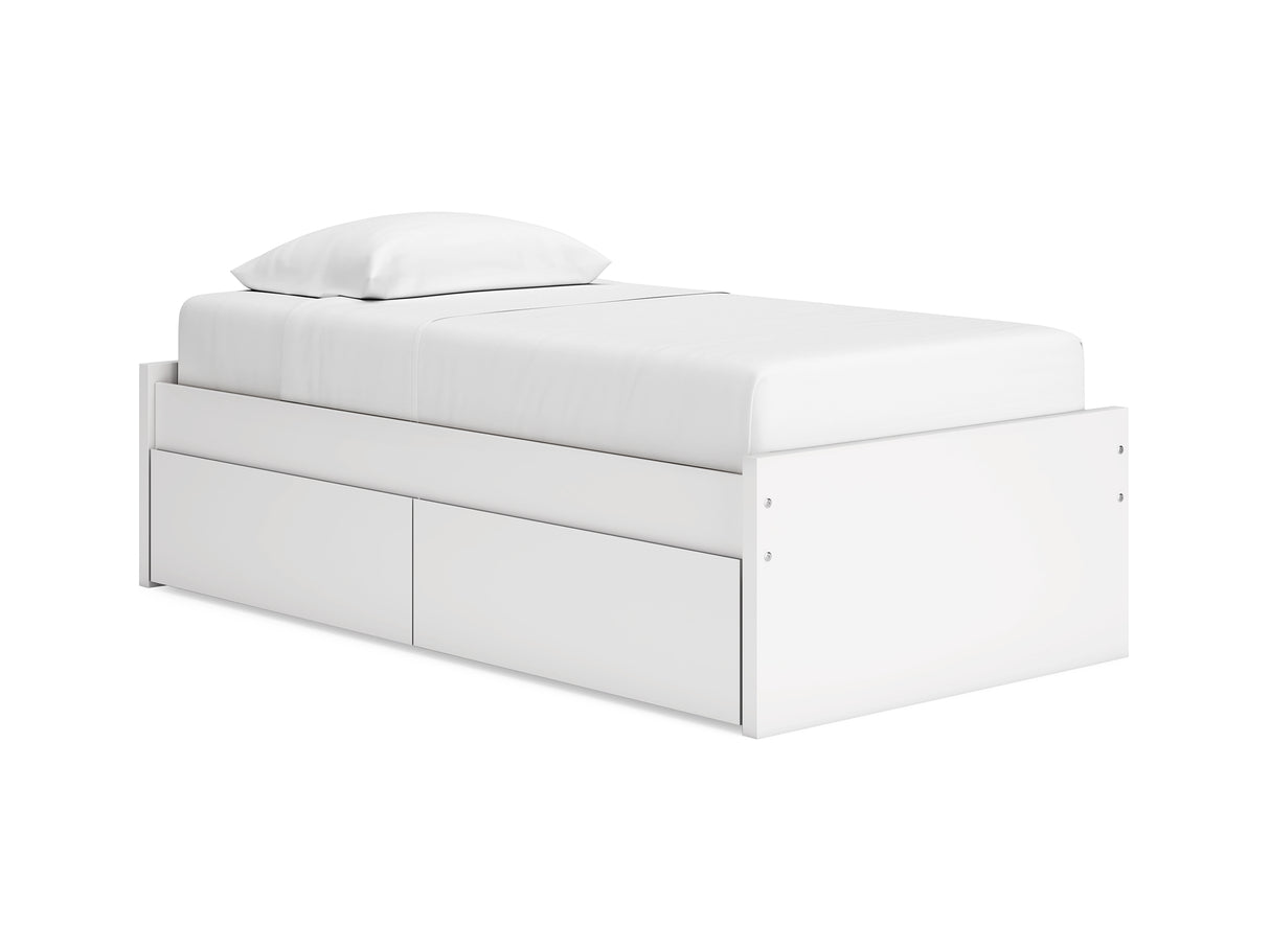 Onita White Twin Platform Bed With 1 Side Storage