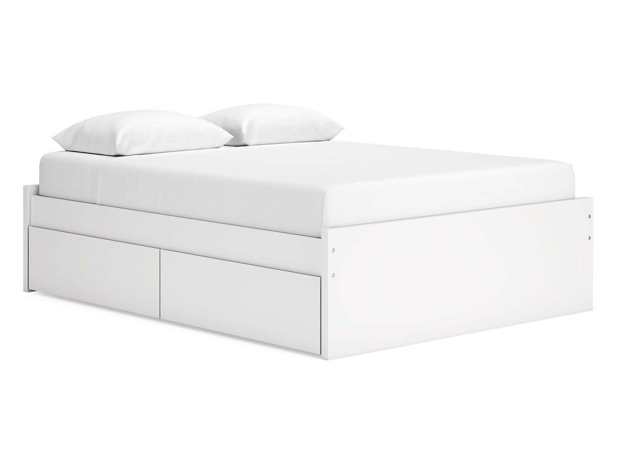 Onita White Queen Platform Bed With 2 Side Storage