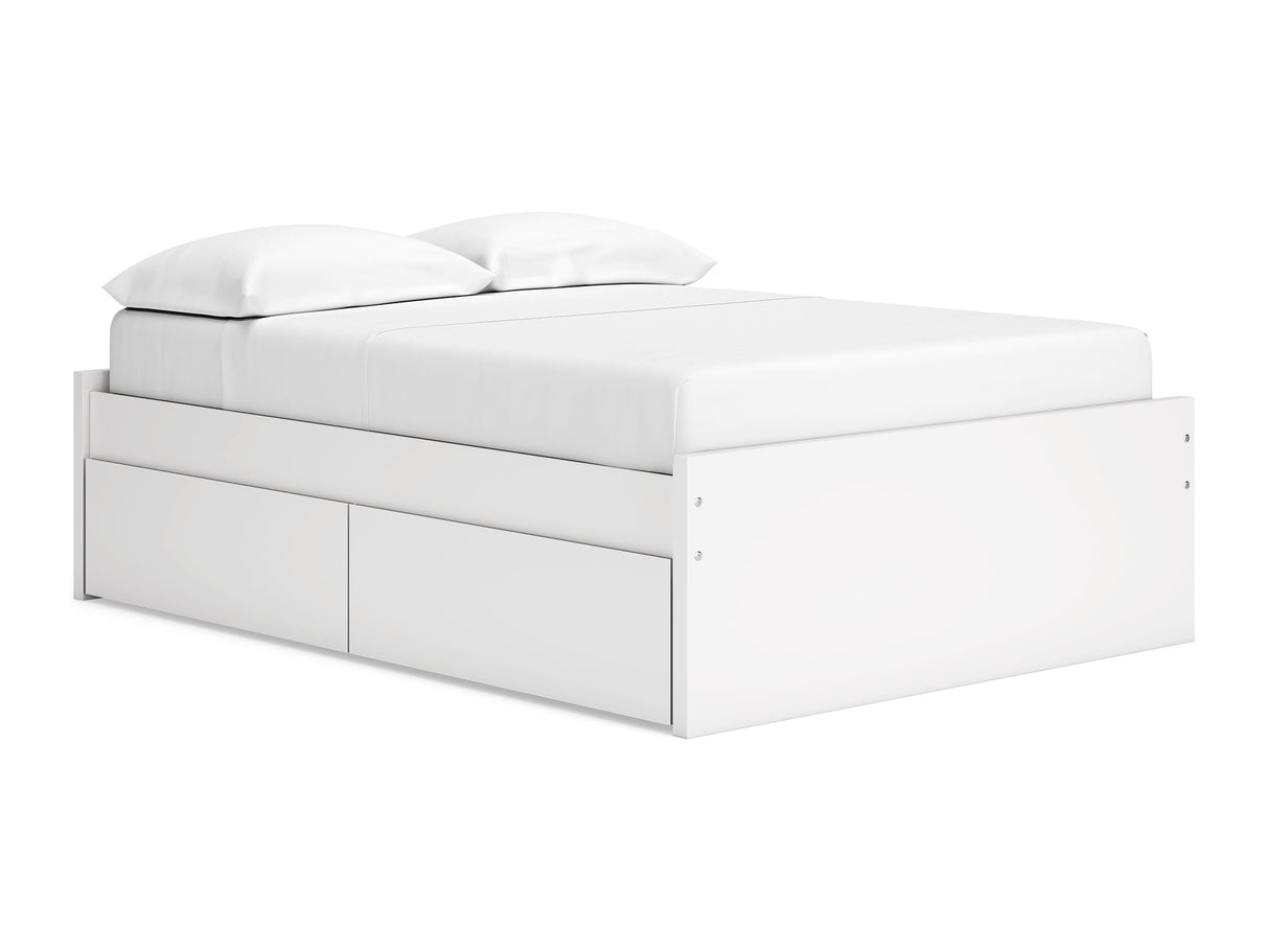 Onita White Full Platform Bed With 1 Side Storage