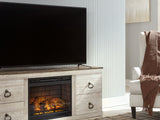 Willowton Whitewash Tv Stand With Electric Fireplace
