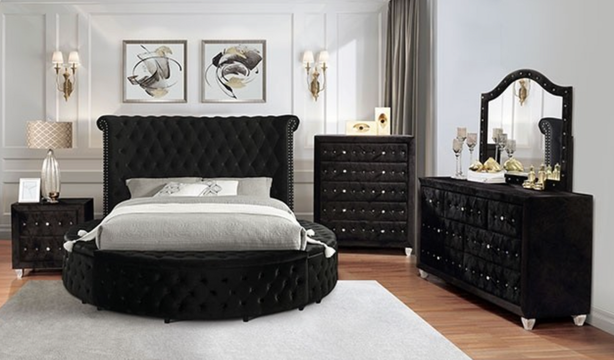 Sansom - 5 Piece Queen Bedroom Set With 2 Nightstands - Black
