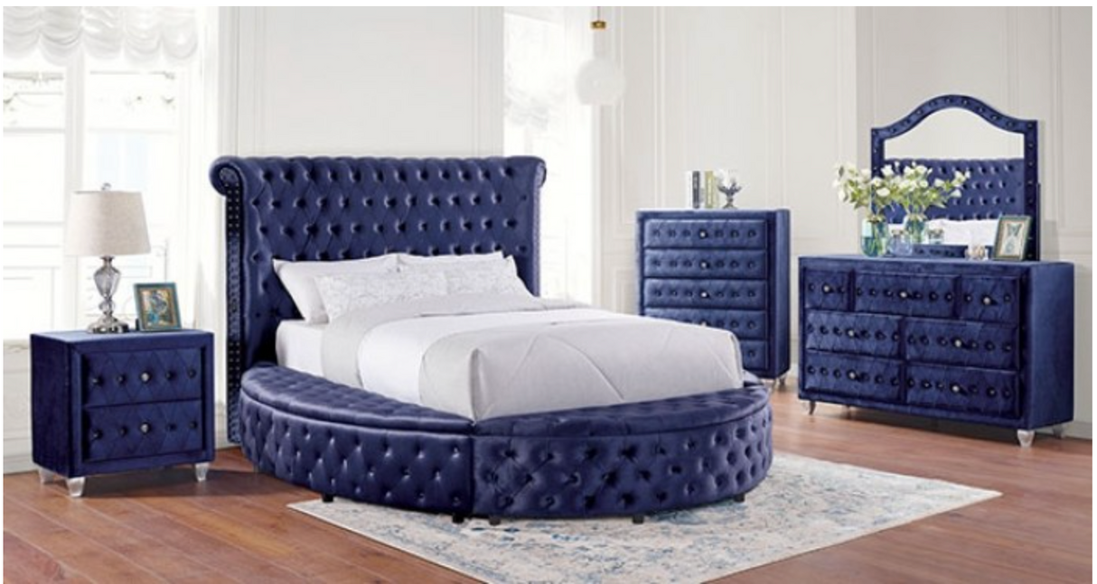 Sansom - 5 Piece Queen Bedroom Set With 2 Nightstands - Blue