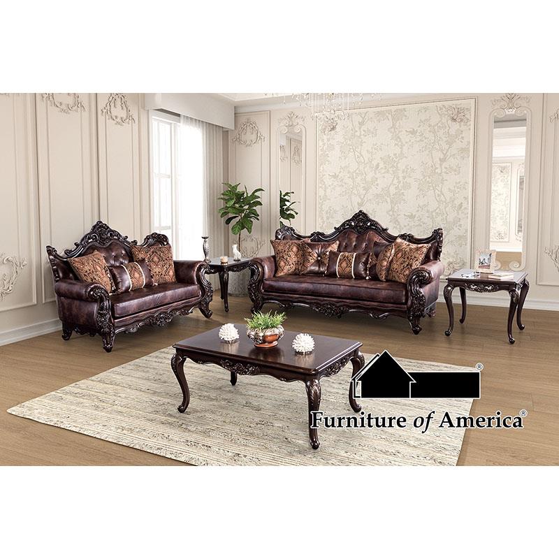 Palencia Dark Cherry/Brown Loveseat