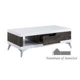 Corinne White/Distressed Dark Oak Coffee Table