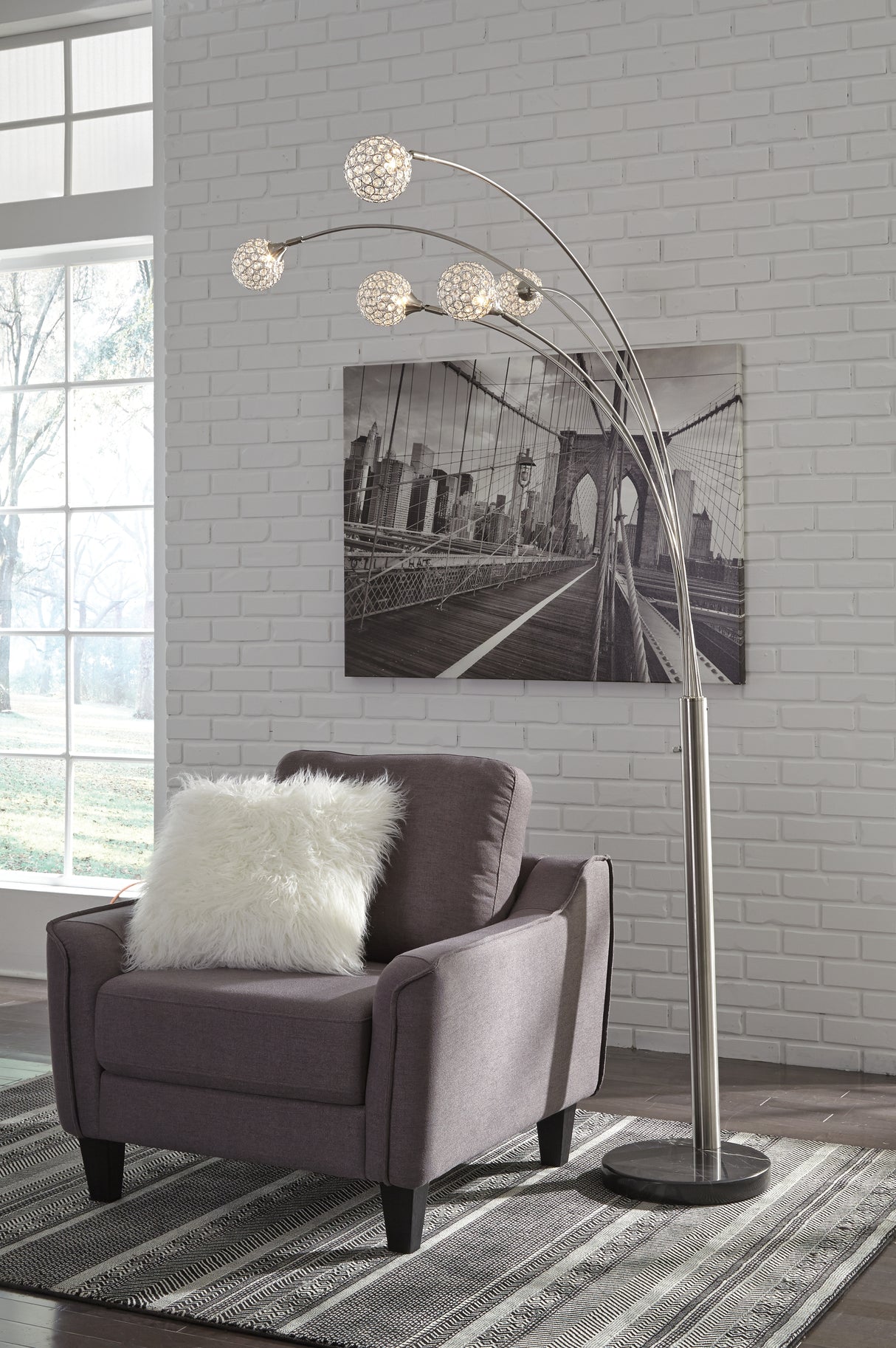 Winter Silver Finish Arc Lamp