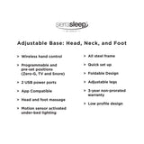 Head-Foot Black Model Best Twin Extra Long Adjustable Base (2 Required)