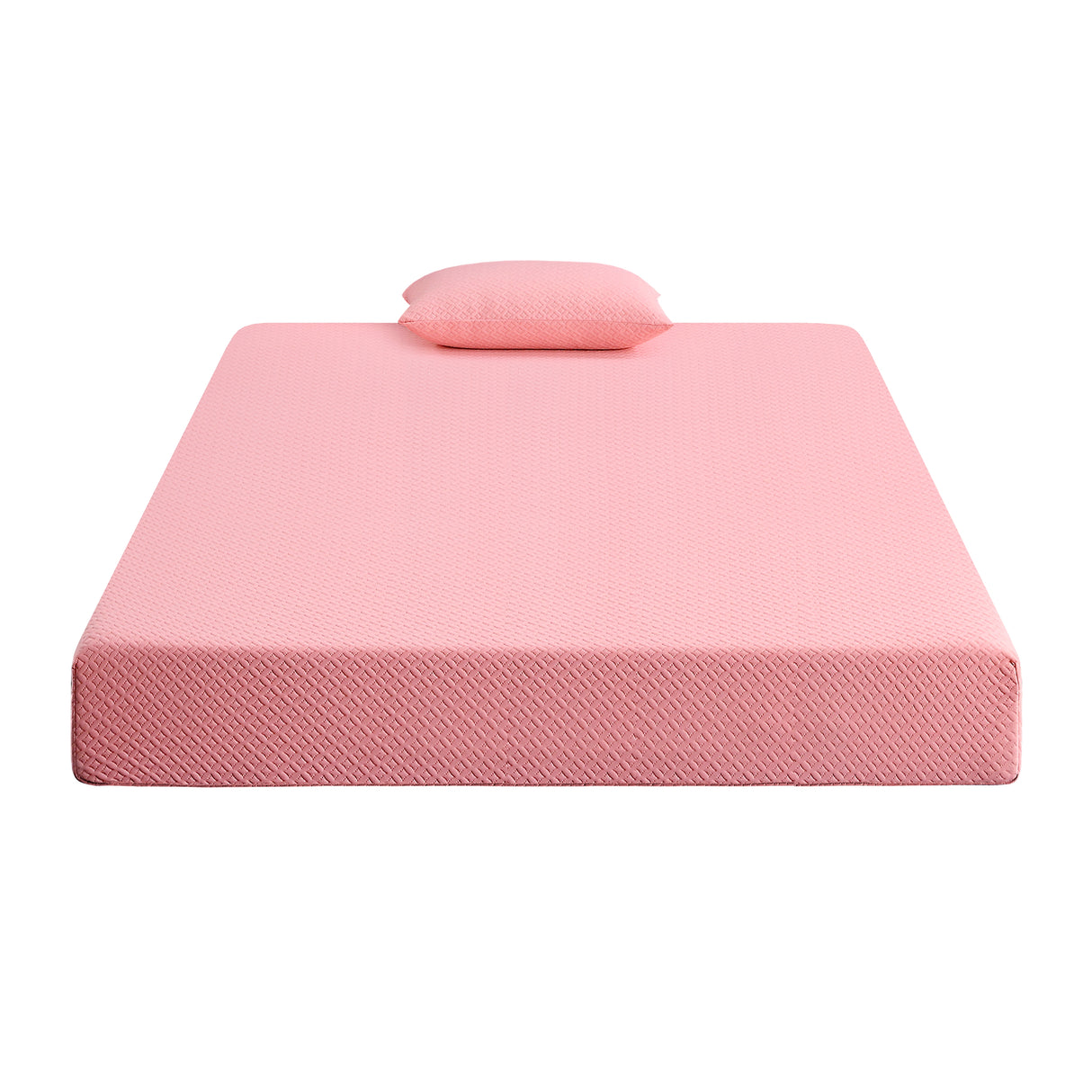 Leo 7" Pink Full Gel-Infused Memory Foam Mattress And Pillow Set