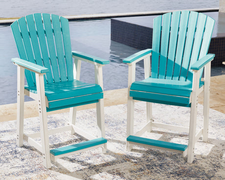 Eisely Turquoise/White Outdoor Counter Height Bar Stool (Set Of 2)