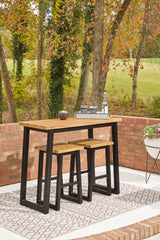 Town Brown/Black Wood Outdoor Counter Table Set (Set Of 3)