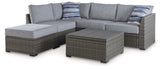 Petal Gray Road Outdoor Loveseat Sectional/Ottoman/Table Set (Set Of 4)