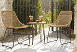 Coral Light Brown/Black Sand Outdoor Chairs With Table Set (Set Of 3)