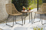 Coral Light Brown/Black Sand Outdoor Chairs With Table Set (Set Of 3)