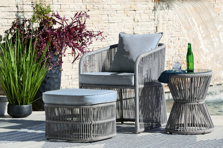 Coast Gray Island Outdoor Chair With Ottoman And Side Table