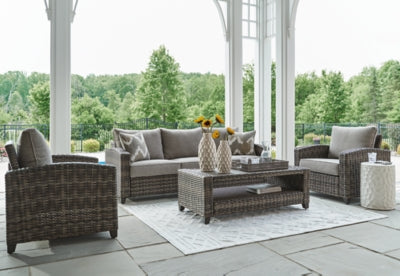 Oasis Gray Court Outdoor Sofa/Chairs/Table Set (Set Of 4)