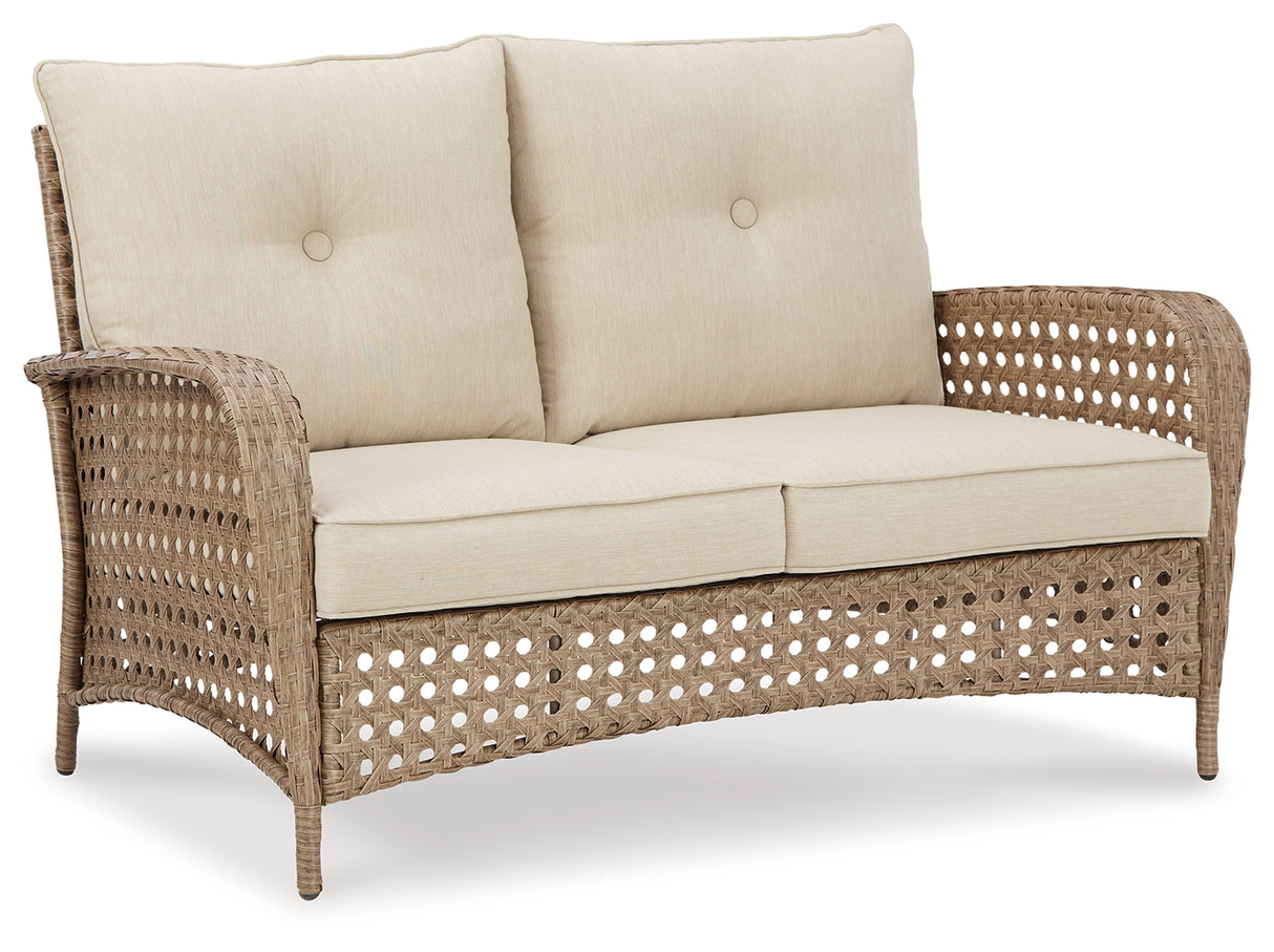 Braylee Driftwood Outdoor Loveseat With Table (Set Of 2)