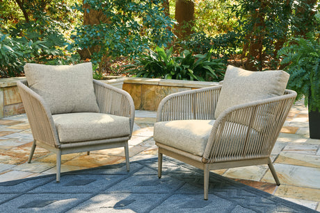 Swiss Beige Valley Lounge Chair With Cushion (Set Of 2)