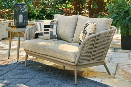 Swiss Beige Valley Outdoor Loveseat With Cushion