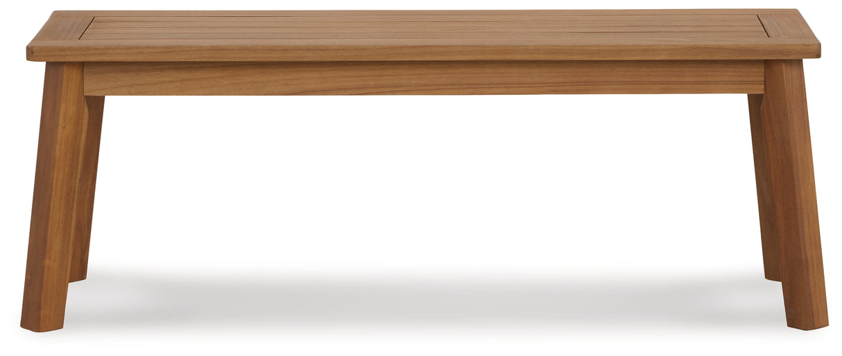 Janiyah Light Brown Outdoor Dining Bench