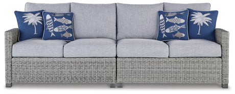 Naples Light Gray Beach Outdoor Right And Left-Arm Facing Loveseat With Cushion (Set Of 2)