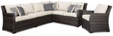 Easy Dark Brown/Beige Isle 3-Piece Sofa Sectional/Chair With Cushion