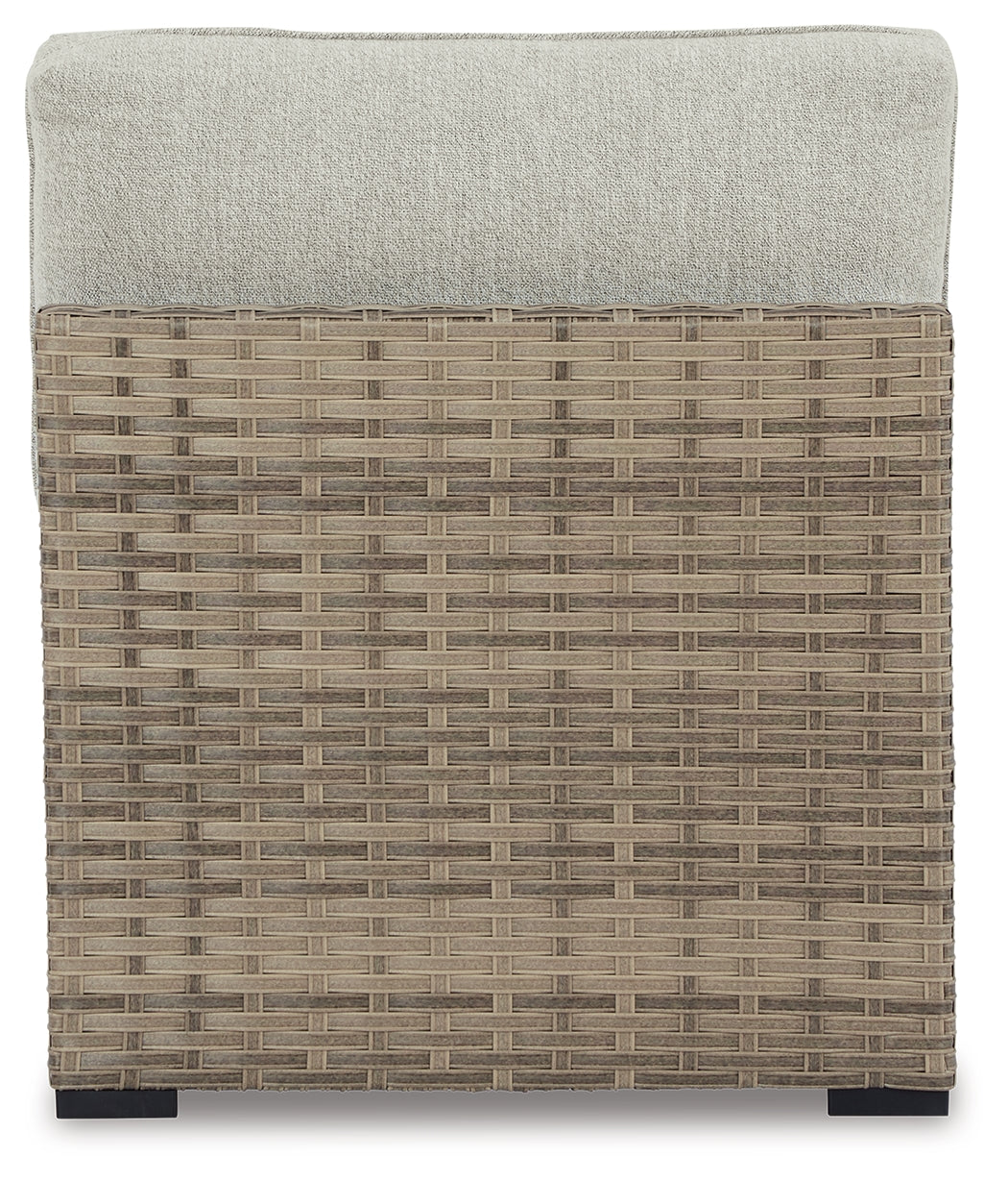 Calworth Beige Outdoor Armless Chair With Cushion (Set Of 2)