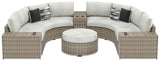 Calworth Beige 7-Piece Outdoor Sectional With Ottoman