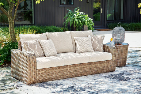 Sandy Beige Bloom Outdoor Sofa With Cushion