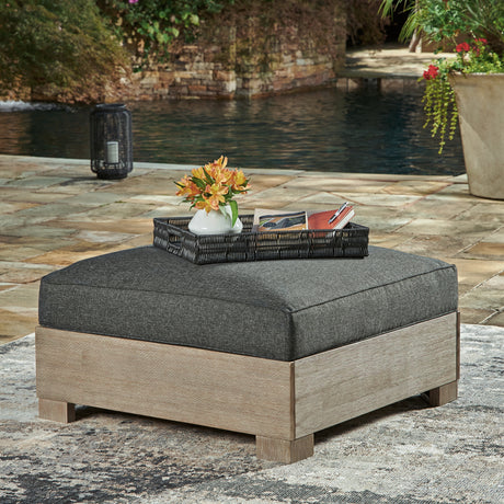 Citrine Brown/Charcoal Park Outdoor Ottoman With Cushion