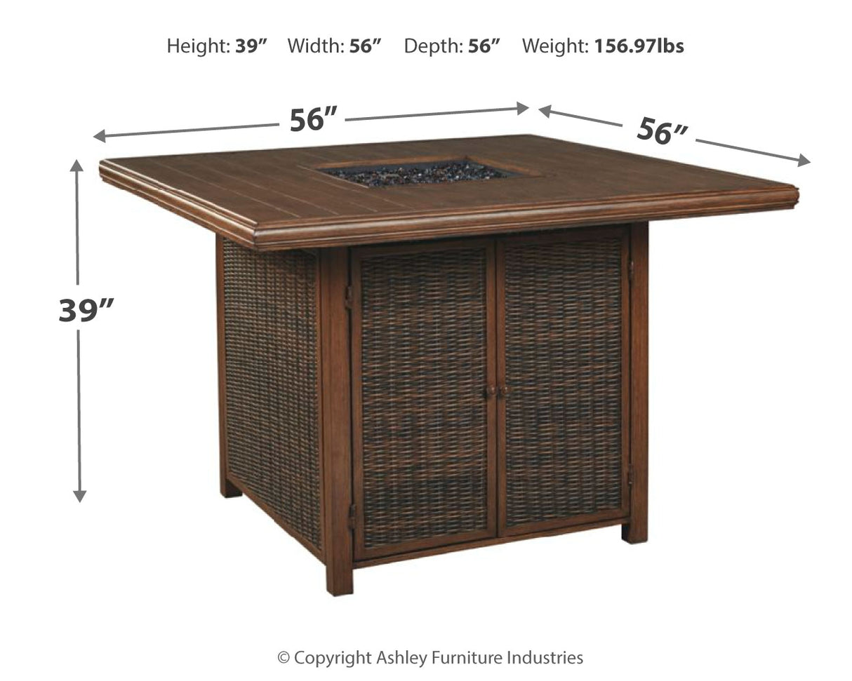 Paradise Medium Brown Trail Bar Table With Fire Pit