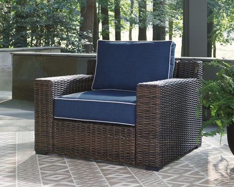 Grasson Brown/Blue Lane Lounge Chair With Cushion