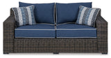 Grasson Brown/Blue Lane Loveseat With Cushion