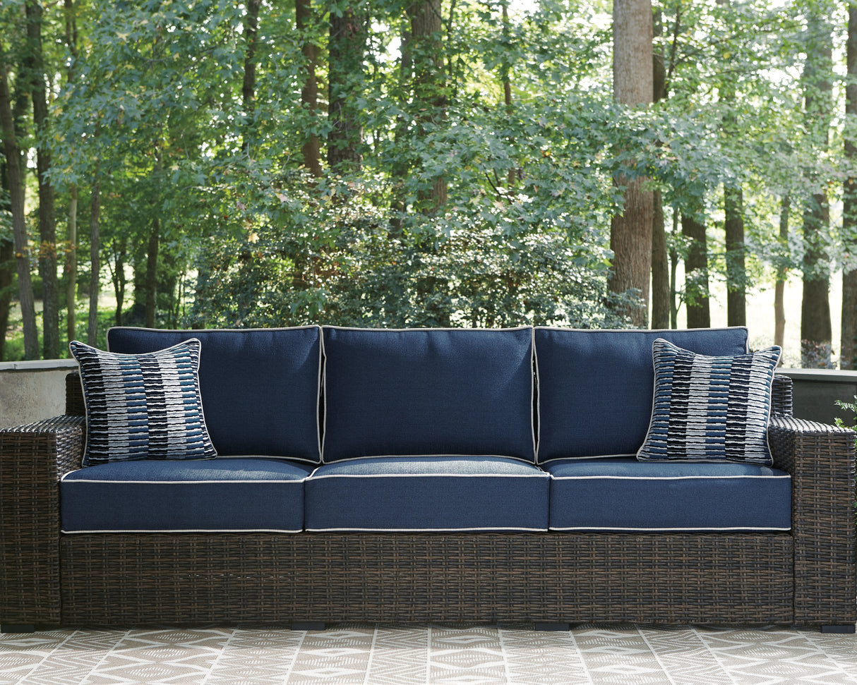 Grasson Brown/Blue Lane Sofa With Cushion