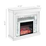 Crushed Diamonds LED Mirrored Fireplace