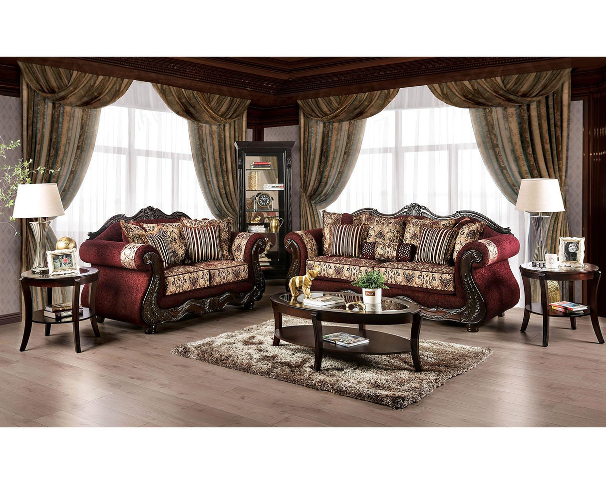 Matteo Burgundy/Brown Loveseat