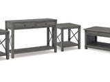 Freedan Grayish Brown Lift-Top Coffee Table, 2 End Tables And Console