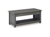 Freedan Grayish Brown Lift-Top Coffee Table, 2 End Tables And Console