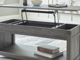 Freedan Grayish Brown Lift-Top Coffee Table, 2 End Tables And Console