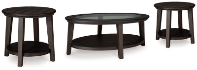 Celamar Dark Brown Coffee Table And 2 End Tables