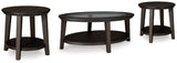 Celamar Dark Brown Coffee Table And 2 End Tables