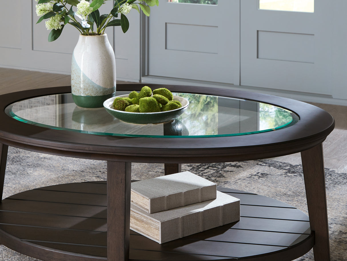Celamar Dark Brown Coffee Table And 2 End Tables
