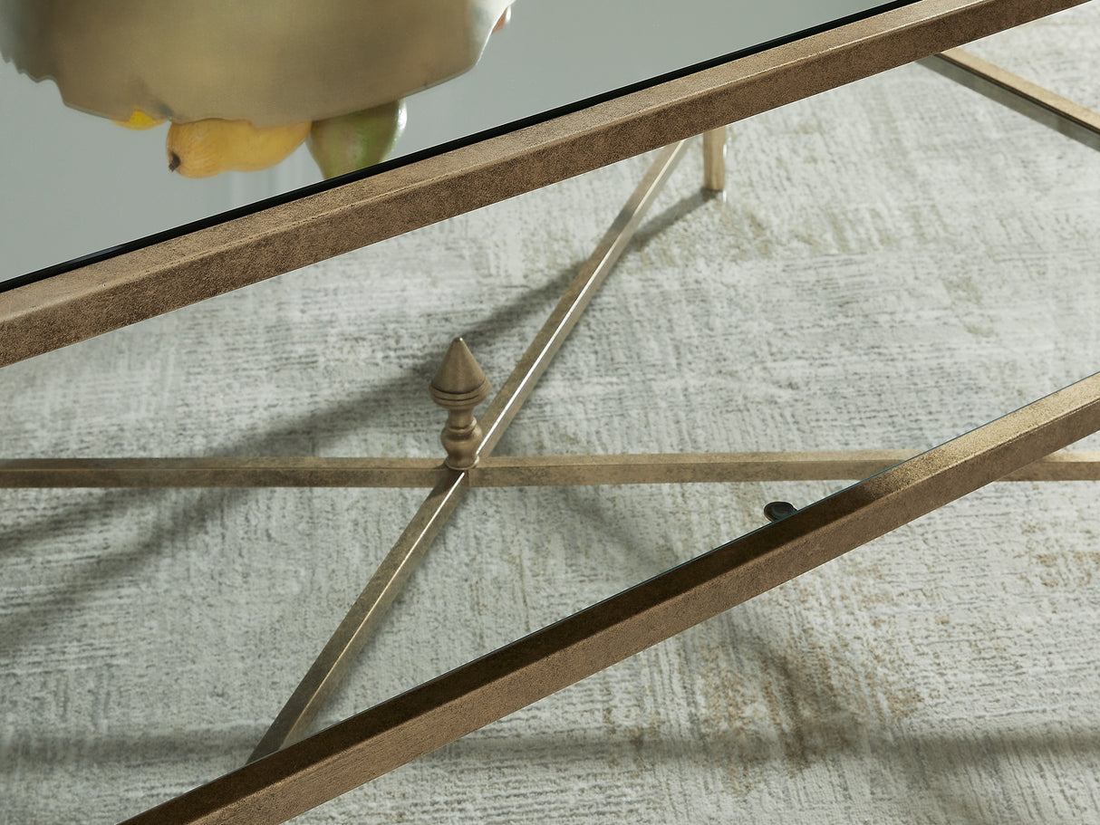 Cloverty Aged Gold Finish Coffee Table And 2 End Tables