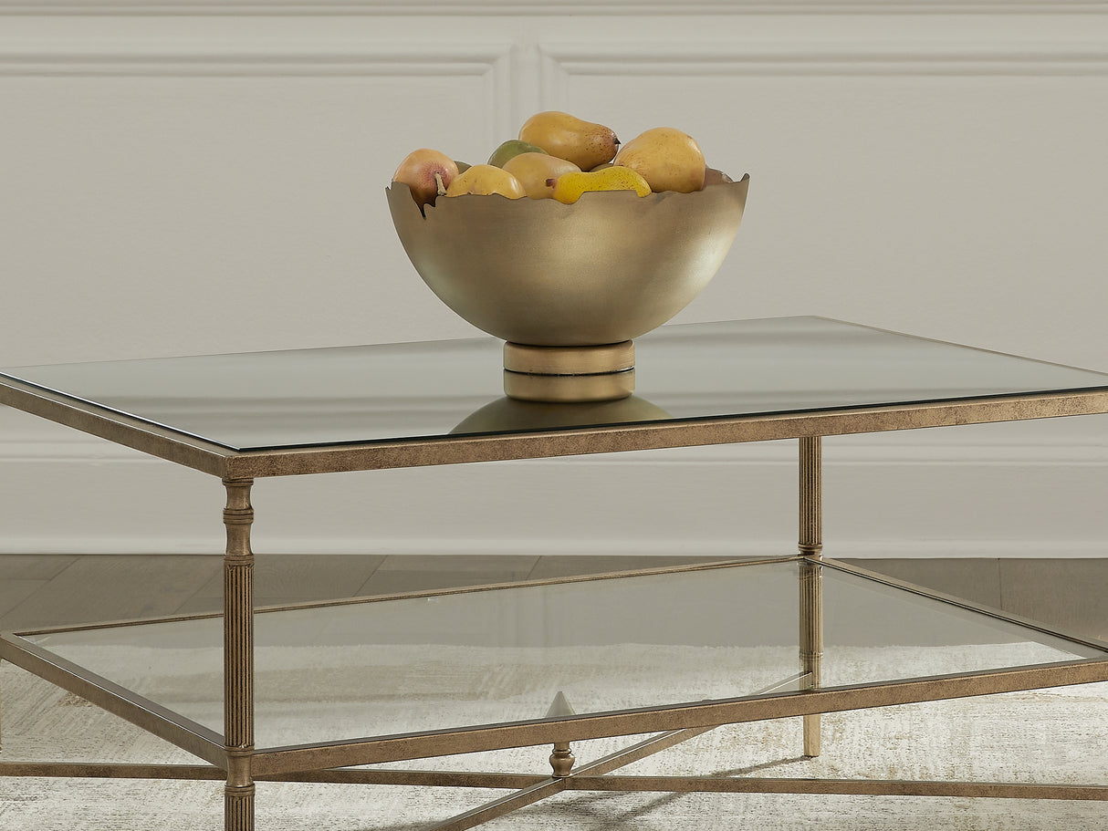 Cloverty Aged Gold Finish Coffee Table And 2 End Tables