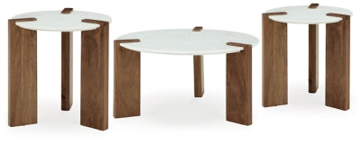 Isanti White/Brown Coffee Table And 2 End Tables