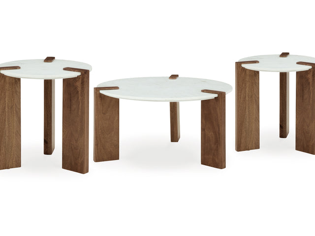 Isanti White/Brown Coffee Table And 2 End Tables