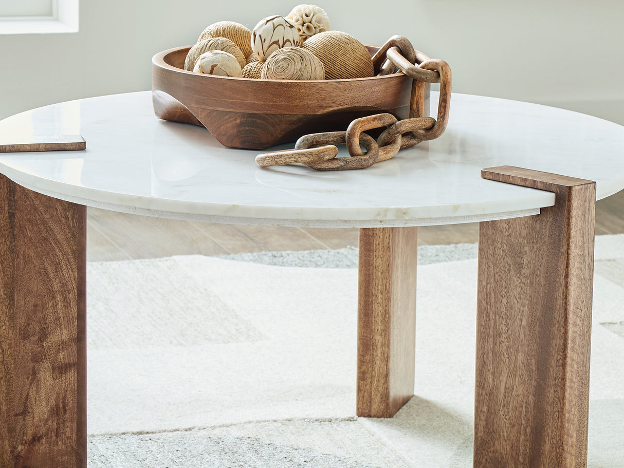 Isanti White/Brown Coffee Table And 2 End Tables