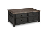 Tyler Creek Grayish Brown/Black Coffee Table And 2 End Tables With Console