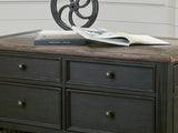 Tyler Creek Grayish Brown/Black Coffee Table And 2 End Tables With Console