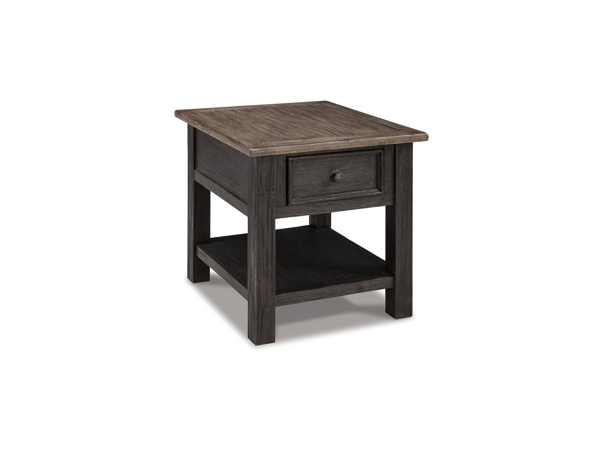Tyler Creek Grayish Brown/Black Coffee Table And 2 End Tables With Console