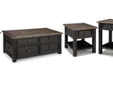 Tyler Creek Grayish Brown/Black Coffee Table And 2 End Tables With Console