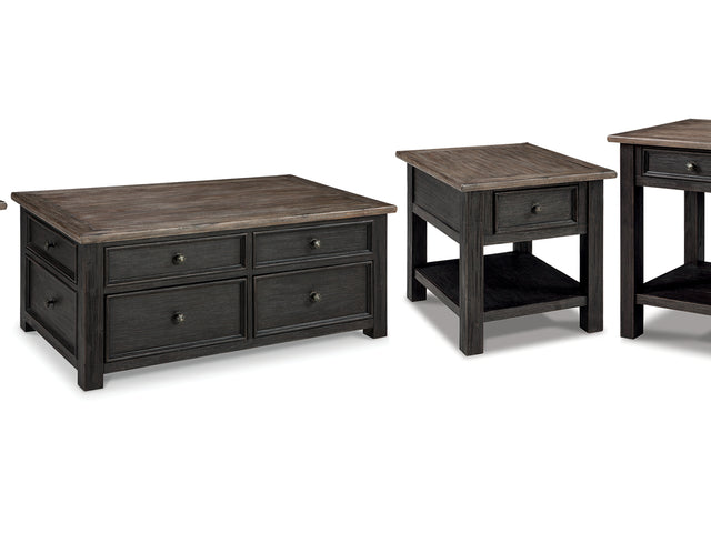 Tyler Creek Grayish Brown/Black Coffee Table And 2 End Tables With Console